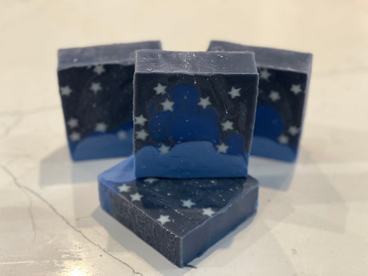 Night Sky Luxury Handmade Soap with glow in the dark stars
